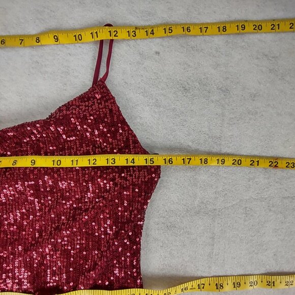 Bebop Red Sequin Spaghetti Strap Scoop Neck Mini Dress Party Glam Size Small - Picture 9 of 12